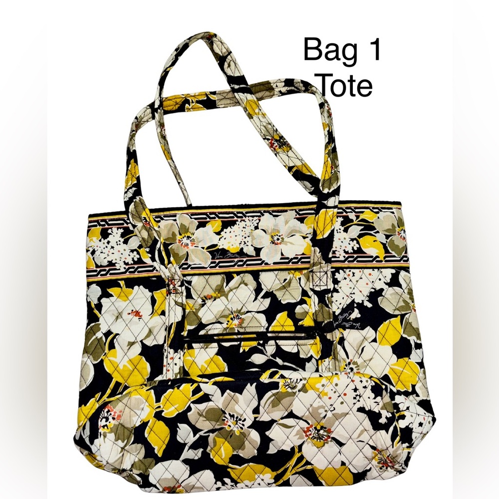 Vera Bradley 4-Piece Set Tote Shoulder Bags Crossbody Floral Yellow - Picture 3 of 13